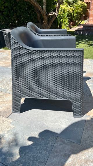 2 Poltrone da giardino in rattan nero/grigio