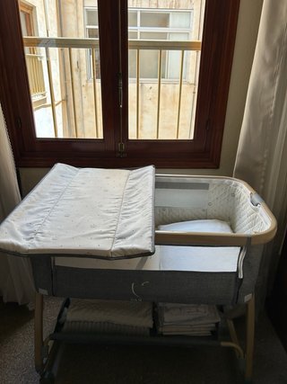 Cuna colecho bebé con colchón cambiador y toldo