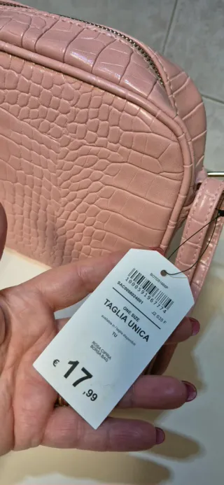 Borsetta donna rosa effetto coccodrillo