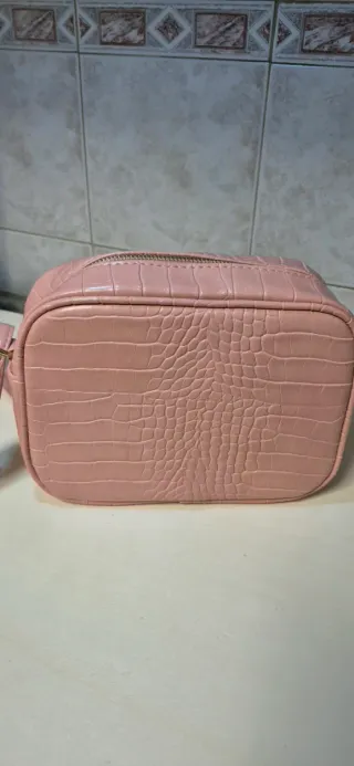 Borsetta donna rosa effetto coccodrillo