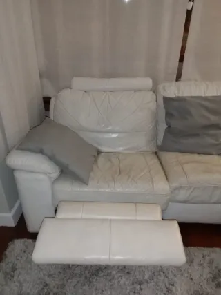 Sofá de piel relax blanco