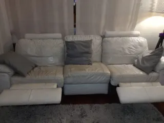 Sofá de piel relax blanco