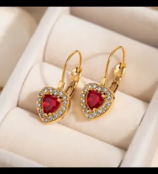 Pendientes Corazón Oro 18klt Rojo