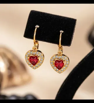 Pendientes Corazón Oro 18klt Rojo