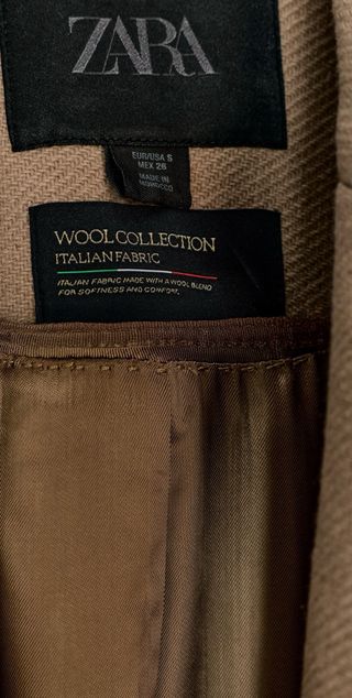 Abrigo largo lana beige y negro