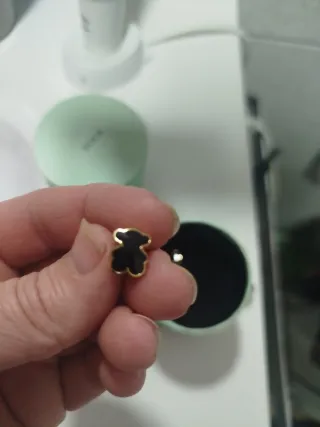 Pendientes Tous Onix Negro y Dorado