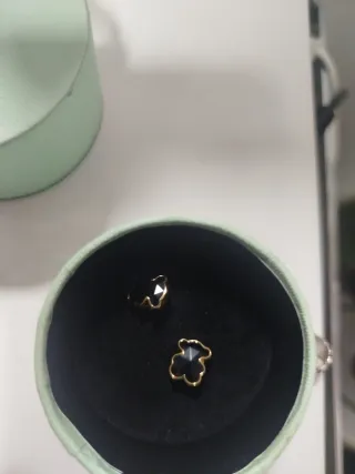 Pendientes Tous Onix Negro y Dorado