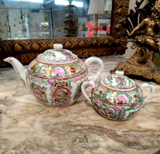 Juego tetera y azucarero Macao porcelana