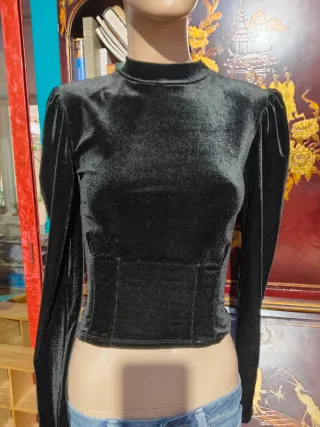Blusa Terciopelo Elástico Manga Larga