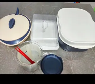Set Contenitori Tapperware Beige/Blu
