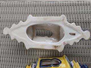 Pareja Apliques Cerámica Esmaltada Azul y Amarillo