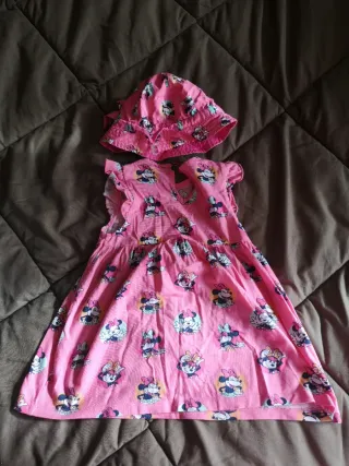 Conjunto Vestido e Chapéu Minnie Rosa