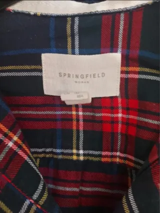 Springfield Talla S - Camisa cuadros azul marino