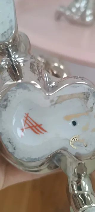 2 Portavelas Chinos Cerámica Plata