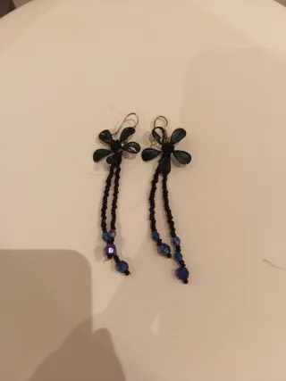 Pendientes flor negros y morados