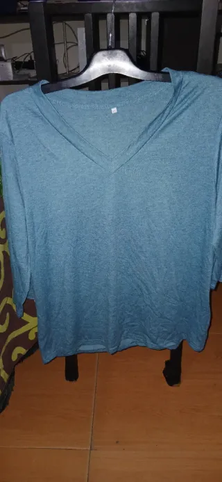 Camiseta básica algodón azul XL