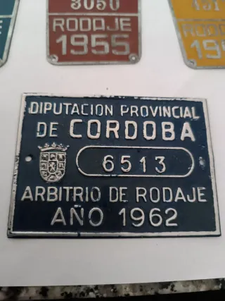 Placa Arbitrio Rodaje Diputación Córdoba 1962