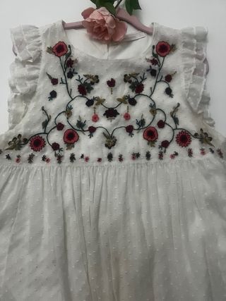 Blusa Zara Gasa Bordada Flores
