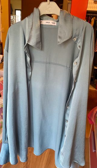 Camisa Mango Azul Talla XS