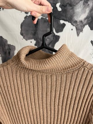 Vestido de punto canalé beige