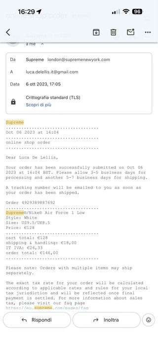 Nike Air Force 1 Low Supreme Bianche