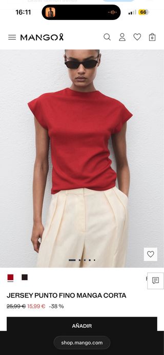 Camiseta Mango en rojo, negro y blanco tallas XL/L