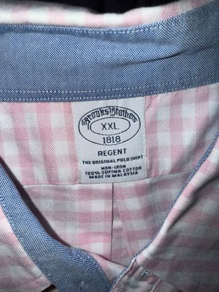 Camisa cuadros rosa/blanco Brooks Brothers XXL.