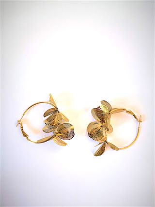 Pendientes Aro Acero Dorado Flores