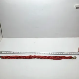 Collana torchon di corallo rosso e argento 800