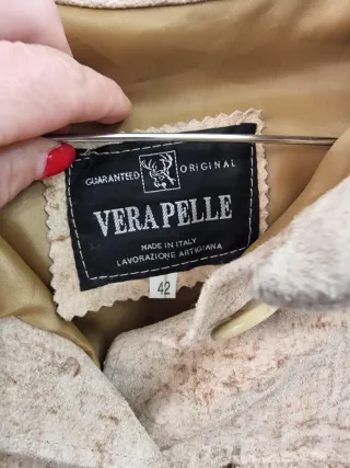 Giacca Camicia Vera Pelle Scamosciata Beige/Marron