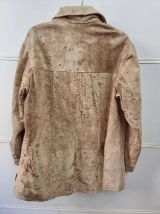 Giacca Camicia Vera Pelle Scamosciata Beige/Marron