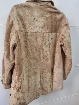 Giacca Camicia Vera Pelle Scamosciata Beige/Marron