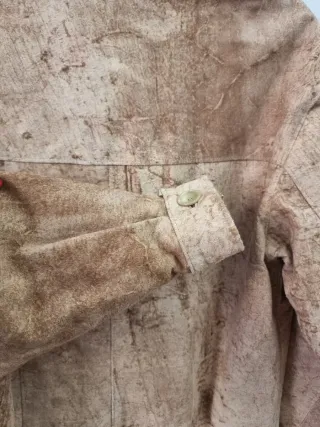 Giacca Camicia Vera Pelle Scamosciata Beige/Marron