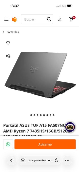 Portátil ASUS TUF A15 Ryzen 7 7435HS