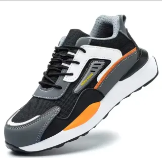 Botas de seguridad negras y naranjas