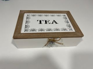 Caja para té de madera y metal