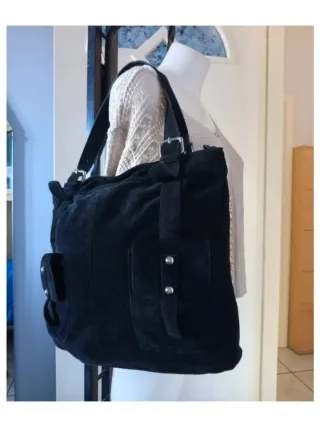 Borsa Artigianale Camoscio Nero