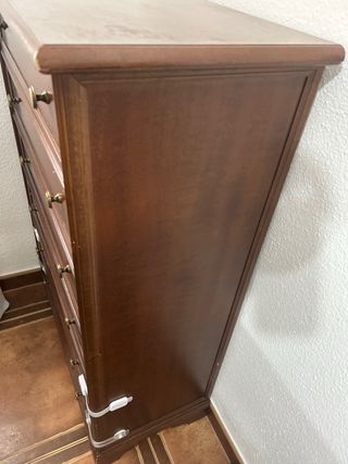 Cómoda de madera maciza con 6 cajones