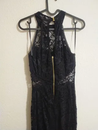 Vestido largo negro encaje