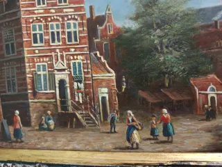 Dipinto olio su tavola, paesaggio danese