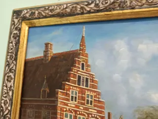 Dipinto olio su tavola, paesaggio danese