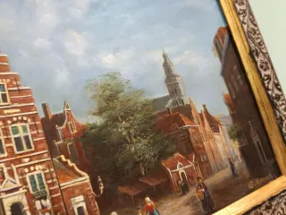 Dipinto olio su tavola, paesaggio danese