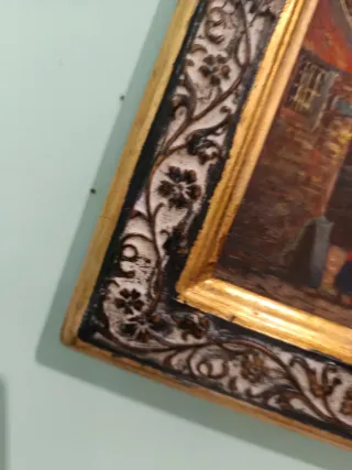 Dipinto olio su tavola, paesaggio danese