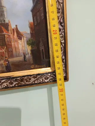 Dipinto olio su tavola, paesaggio danese