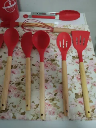 Set 12 Mestoli Silicone e Legno