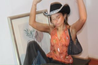 Top Lirio Naranja y Dorado