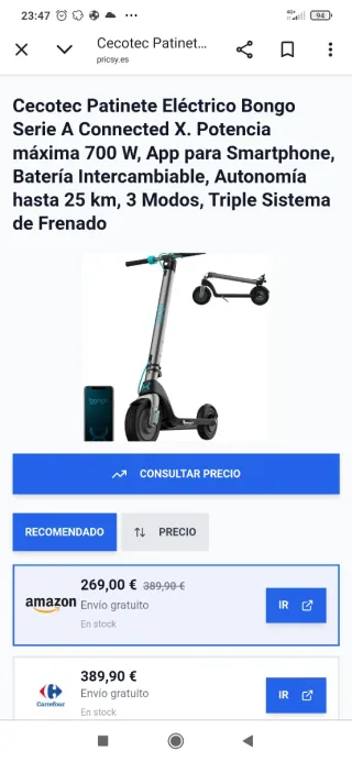 Se cambia Patín Eléctrico Bongo con dos baterias