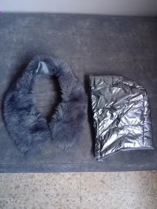 Plumífero largo plateado mujer