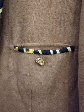 Giacca Lana Cammello con Bordi Leopardati