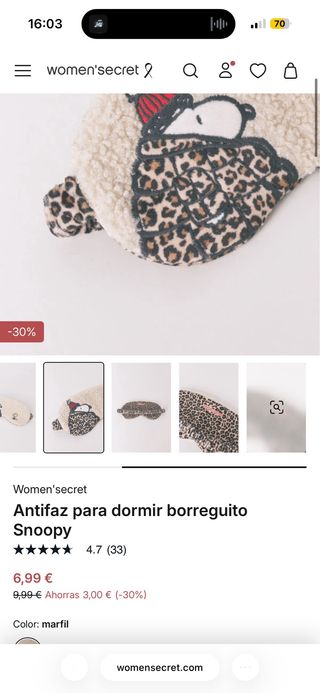 Antifaz Snoopy Peanuts Women Secret